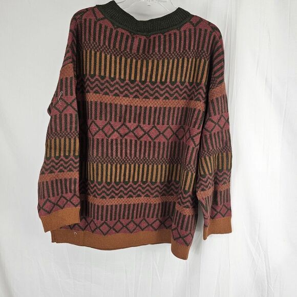 And The Why Red Orange Gray Knit Sweater Soft Women's Size M/L Cosby - Picture 5 of 5